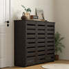 HOMCOM Narrow Shoe Cabinet for Entryway with 3 Slatted Doors, Dark Brown