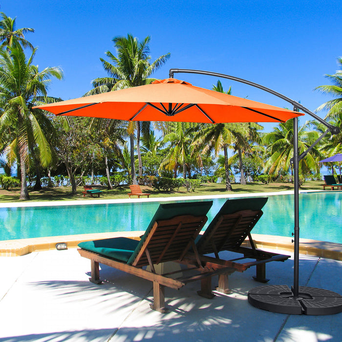 Costway 10 FT Patio Offset Umbrella w/8 Ribs Cross Base Tilt Orange
