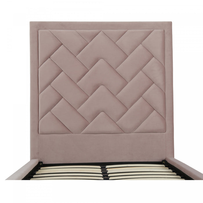 Crosby Modern Upholstered Velvet Twin Bed in Blush