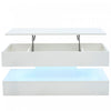 Flexi 39.9 Inch Hydraulic Lift-Top Coffee Table with LED Lighting and Hidden Storage, White | Flexi Table Basse Relevable Hydraulique 39.9 po avec Eclairage LED et Rangement Cache, Blanc