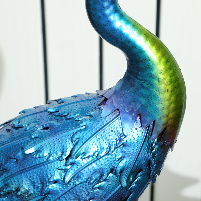 Outsunny Peacock Garden Statue, 32.7\" Standing Steel Lawn Ornament