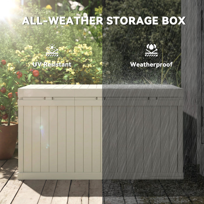 Outsunny 70 Gallon Deck Box, Resin Outdoor Storage Box with Handles, Sand