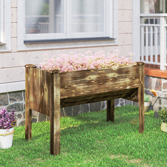 Outsunny Raised Garden Bed with Hooks, 660lb Capacity, Carbonized