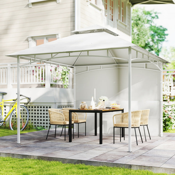 Outsunny 10' x 10' Patio Gazebo, Double Roof Outdoor Gazebo, Cream White