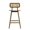 Bari Rubber Wood Counter Stool Set of 2 with Rattan Back and Footrest,Walnut | Bari lot de 2 tabourets de comptoir en bois de caoutchouc avec dossier en rotin et repose-pieds, couleur noyer
