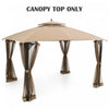 10' X 12' Patio Gazebo Replacement Top Cover 2-tier Canopy Cpai-84 Outdoor Brown