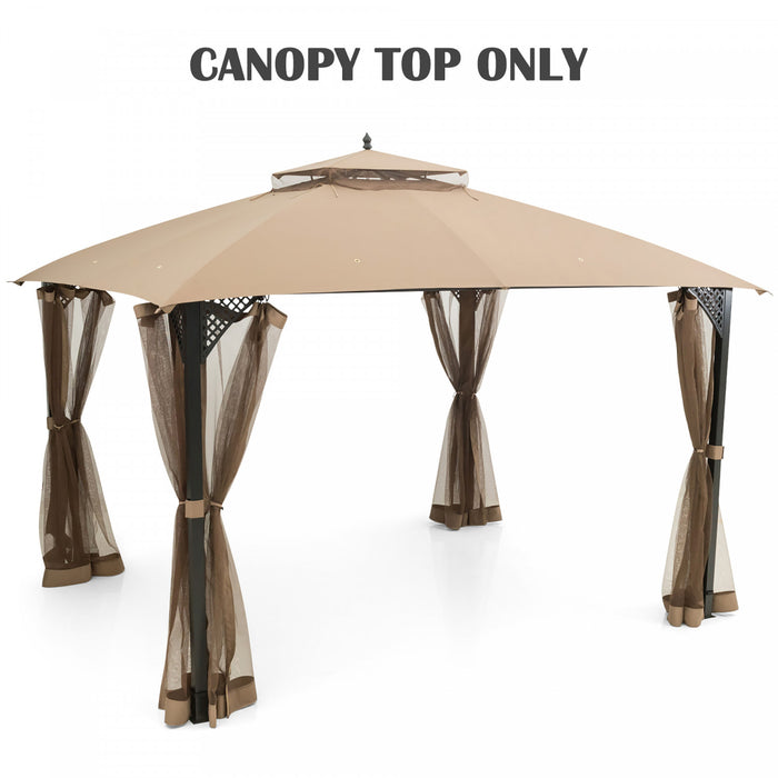 10' X 12' Patio Gazebo Replacement Top Cover 2-tier Canopy Cpai-84 Outdoor Brown