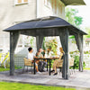 Outsunny 10' x 10' Hardtop Gazebo with UV60+ Polycarbonate Roof & Curtains