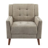 Midway Mid-Century Modern Armchair with Tufted Waffle Stitch, Light Brown, Walnut | Midway Fauteuil Moderne du Milieu de Siecle a Point Capitonne Gaufre, Brun Clair, Noyer