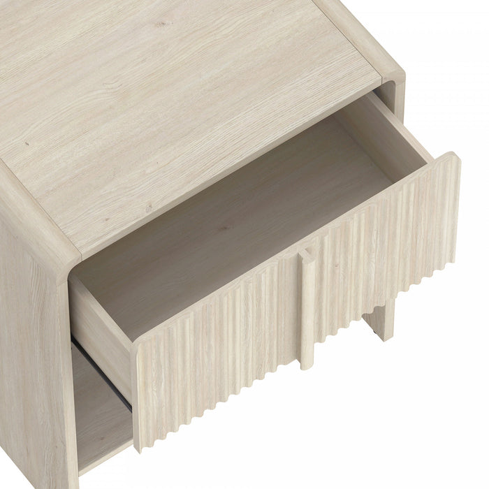 Novara Contemporary 22\" Nightstand in Whitewashed Oak (1-Drawer)