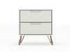 Rockefeller Mid-Century Modern 20" Nightstand in Off White (2-Drawer) - Set of 2 | Table de nuit Rockefeller Mid-Century Modern 20" en blanc casse (2 tiroirs) - Lot de 2