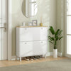 HOMCOM Narrow Shoe Storage Cabinet with Adjustable Shelves, White