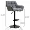 HOMCOM Adjustable Bar Stools Set of 2, Swivel Tufted Fabric Barstools