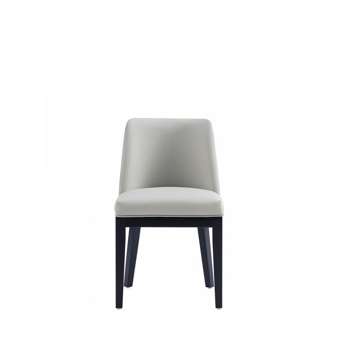 Gansevoort Modern Wood Vegan Leather Dining Chair in Stone Gray - Set of 4