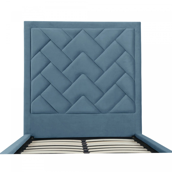 Crosby Modern Upholstered Velvet Twin Bed in Blue