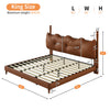 Emma Faux Leather Platform Bed Frame with Headboard,Queen Size,Brown Queen Bed  | Cadre de lit plateforme en simili cuir Emma avec tete de lit, taille Queen, marron