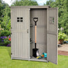 Outsunny 4 X 1.5ft Wooden Garden Shed With Two Windows, Outdoor Tool Storage Cabinet Organizer, Doub|Outsunny 4'x1.5' Armoire A Outils En Bois Pour Abri De Jardin Fenetres