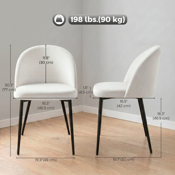 HOMCOM Dining Chairs Set of 2, Mid-Back Velvet-touch Upholstery Side Chair