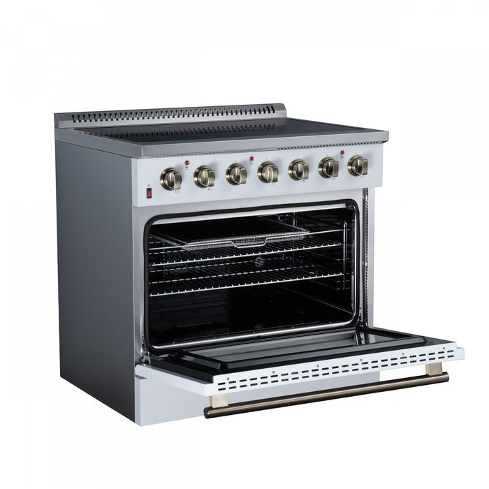 Forno Galiano 36 Inch Freestanding Electric range, 5 radiant burners, 5.36 cu.ft., White - FFSEL6083-36WHT Electric Range