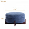Sophia Round Storage Ottoman Coffee Table with Tufted Upholstery - Blue | Table Basse Ottoman Ronde Sophia avec Rembourrage Capitonne et Rangement - Bleu