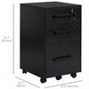 HOMCOM 3 Drawer File Cabinet with Hanging Bars for Letter A4 Size, Black