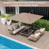Costway Patio 9.5FT Square Cantilever Offset Hanging Umbrella 2-Tier 360° Outdoor Coffee