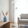 Ardelo Floor Lamp w/ Gooseneck Reading Light, Brushed Nickel, 71.5"H | Ardelo Lampadaire avec lampe de lecture a col de cygne, Nickel brosse, 71,5 po H