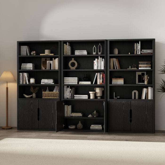 Rivington Modern 40\" Bookcase Cabinet in Black - Set of 3