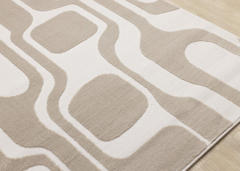 Leopold Modern Mid-Century Beige Cream Area Rug - 5'3\" x 7'7\"