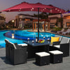 Costway 15Ft Patio Double-Sided Solar LED Market Umbrella Crank Burgundy