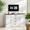 HOMCOM 58" Sideboard Buffet Cabinet with Charging Station White Wood Grain