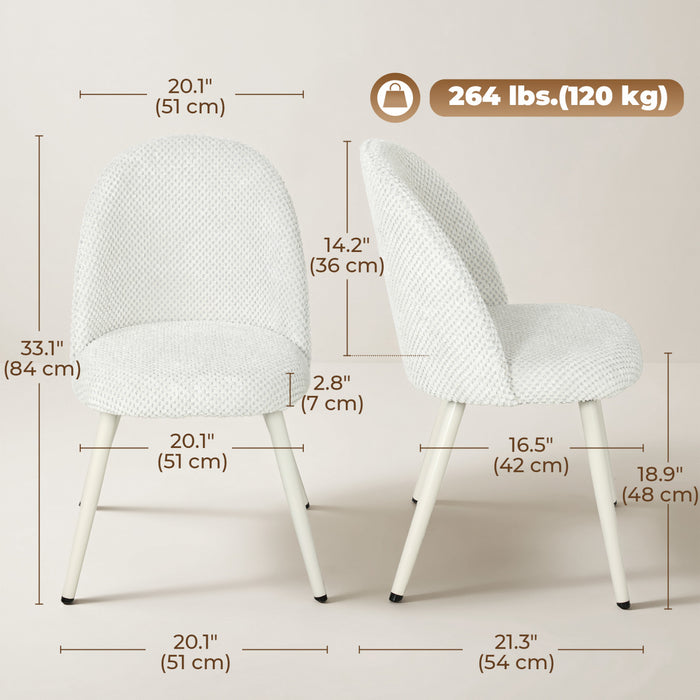 HOMCOM Dining Chairs Set of 2 with Velvet Fabric Upholstery, White