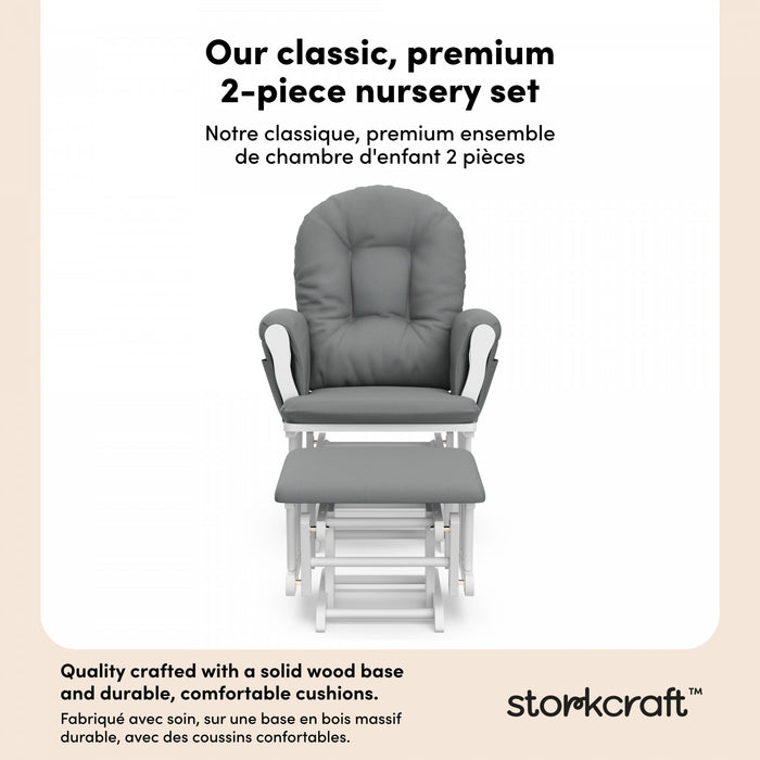Storkcraft Hoop Glider and Ottoman - White/Gray