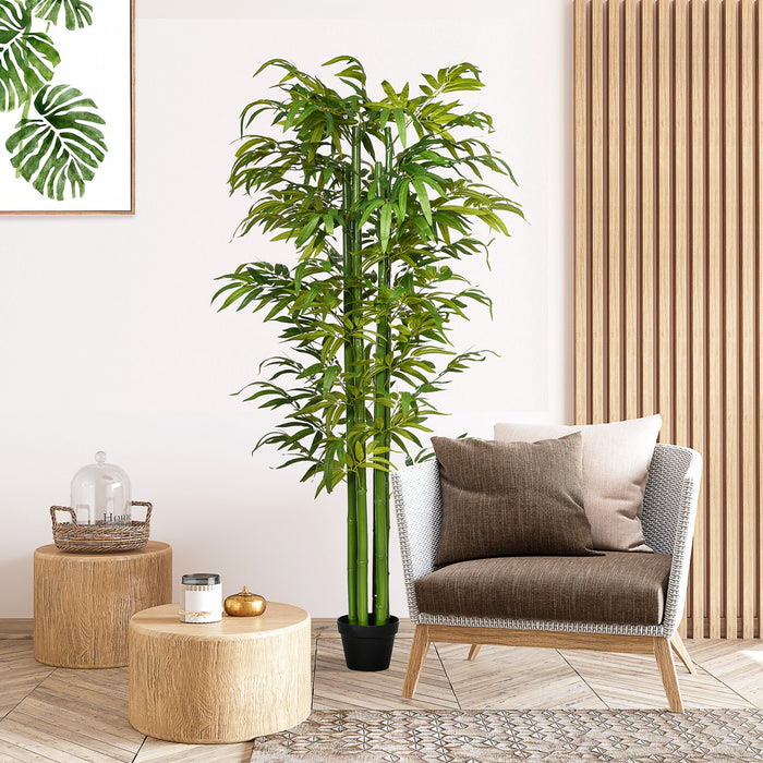 HOMCOM 6FT Artificial Bamboo Tree in Pot for Indoor, Green