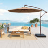 Costway Patio 10FT Hanging Offset Umbrella 32 LED Lights Sand Bag Outdoor Cross Base