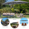Costway 15FT Double-Sided Twin Patio Umbrella Outdoor Market W/ Crank & Base Grey