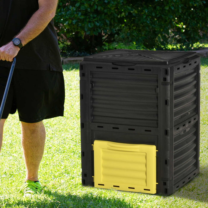 Outsunny Garden Compost Bin Large Outdoor Compost Container Yellow