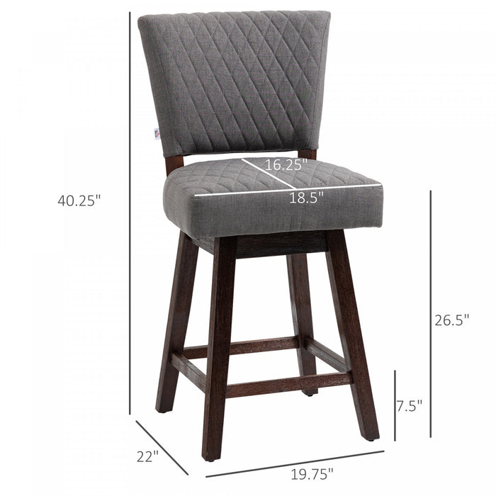 HOMCOM Swivel Bar Stools Set of 2 with Rubber Wood Legs and Footrests