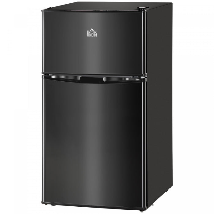 HOMCOM 3.2 Cu Ft Mini Fridge with Freezer Adjustable Shelf Reversible Doors