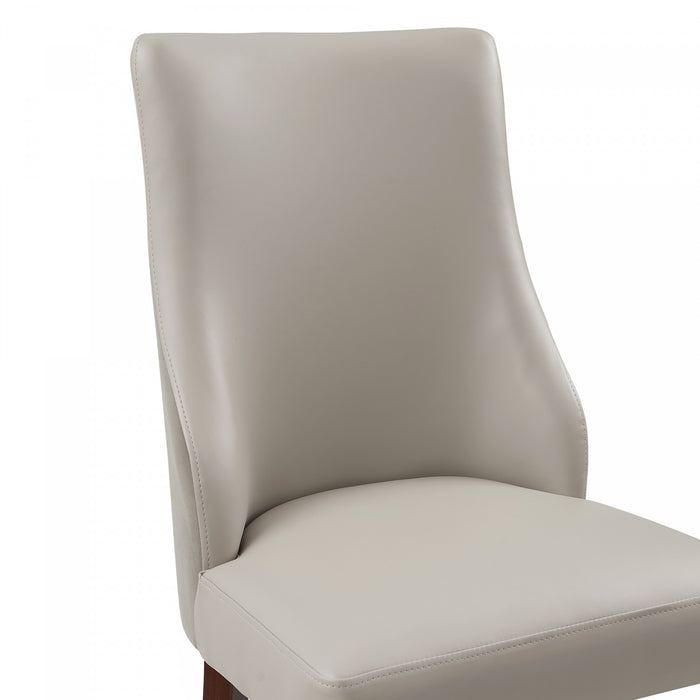 Connie Modern Wood Vegan Leather and Velvet Dining Chair in Light Gray - Set of 2