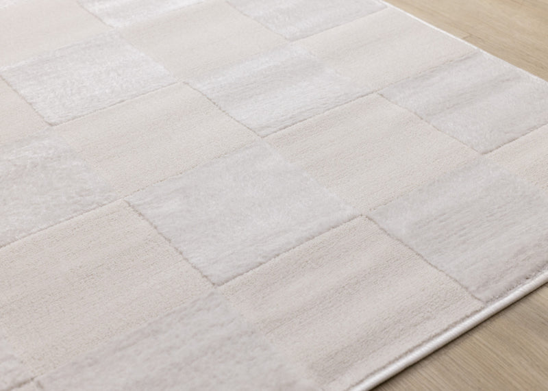 Leonardo White Grey Checkered Area Rug - 5'3\" x 7'7\"