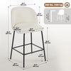HOMCOM 27" Counter Height Modern Bar Stools Set of 2 with Back, Cream White