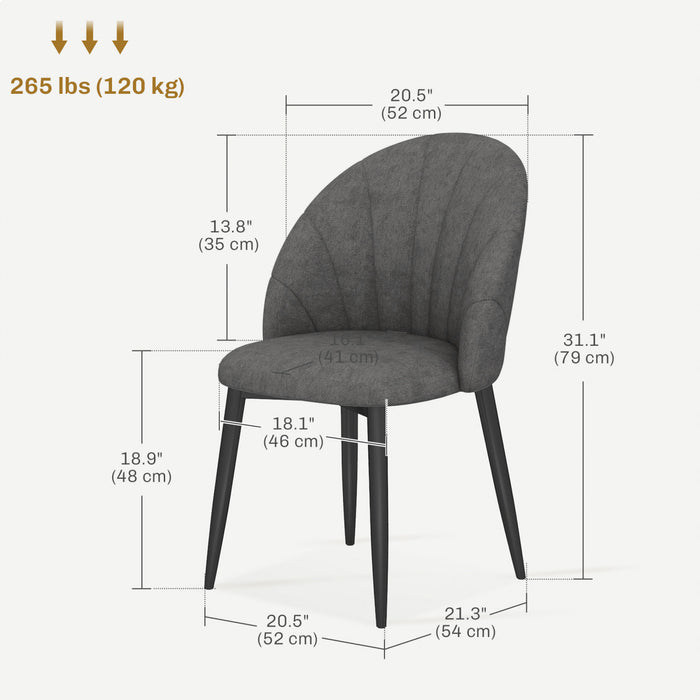 HOMCOM Dining Chairs Set of 4 Kitchen Chairs with Metal Legs Charcoal Grey
