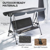 Outsunny 3-Seat Porch Swing with Canopy Outdoor Swing Chair w/ Rattan Seat