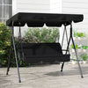Outsunny 3-seat Patio Swing Chair With Adjustable Canopy Black|Outsunny Balancoire De Patio 3 Places Avec Auvent Reglable, Noir