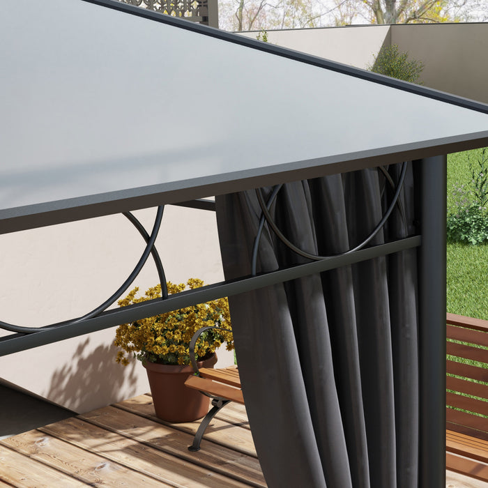 Outsunny 13' X 10' Hardtop Gazebo Canopy, Outdoor Patio Gazebo, Dark Grey