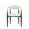 Mila Dining Chair Set Of 2 With Upholstered Fabric And Metal Frame - White and Black | Ensemble De 2 Chaises De Salle A Manger Mila Avec Revêtement En Tissu Et Structure En Metal - Blanc Et Noir