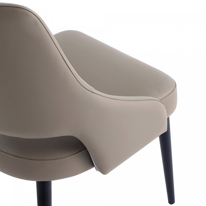 Tremont Modern Vegan Leather Metal Dining Chair in Taupe - Set of 2