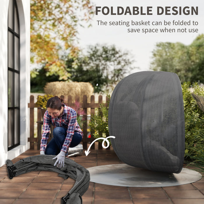 Outsunny Double Egg Chair with Stand, Hanging Swing Egg Chair, Grey