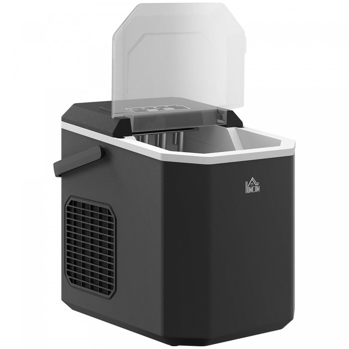 HOMCOM Ice Maker with Scoop Basket 26lbs/24Hrs 2 Bullet Ice Sizes, Black